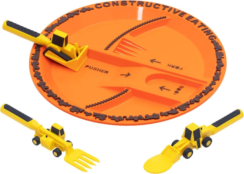 Constructive Eating - Construction Utensil Set with Construction Plate - Image 1
